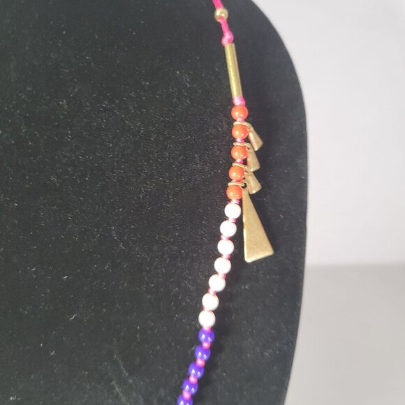 Stella & Dot Gold Tone Simple Modest Dainty Long Colorful Beaded Necklace - Picture 2 of 6